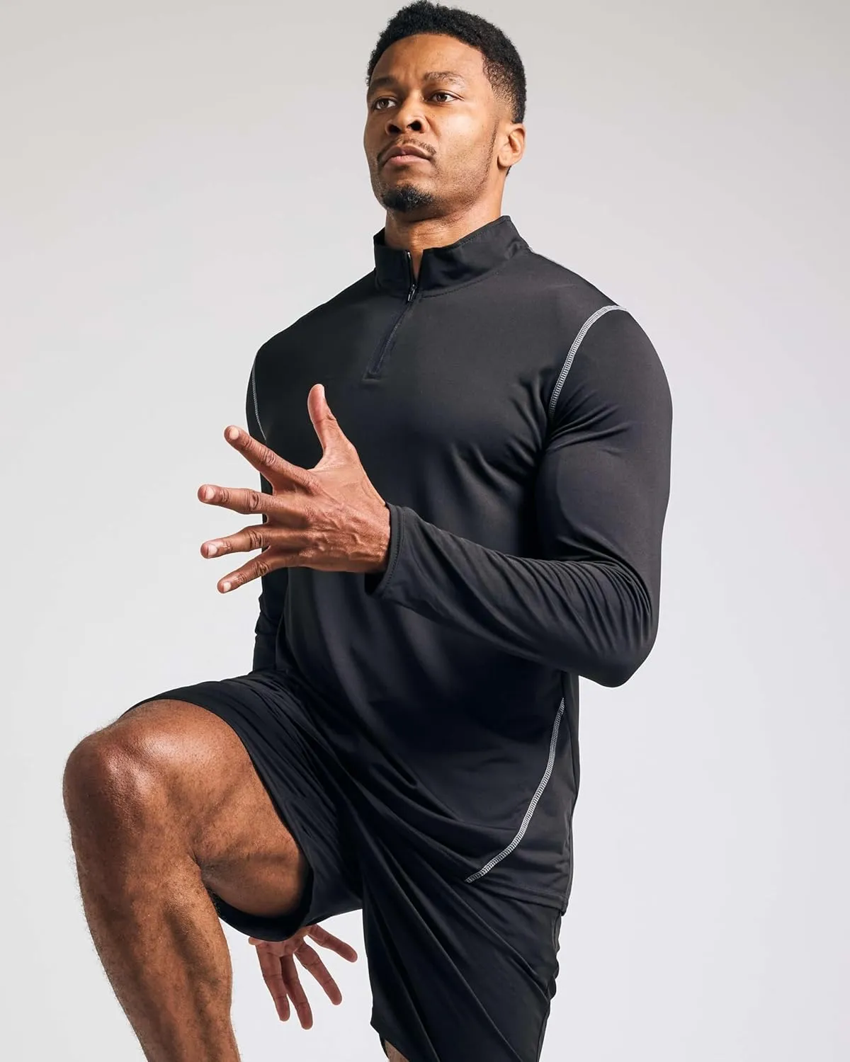 Real Essentials 3 Pack: Men's Dry-Fit Active Quarter Zip Long Sleeve Athletic Performance Pullover (Available in Big & Tall)