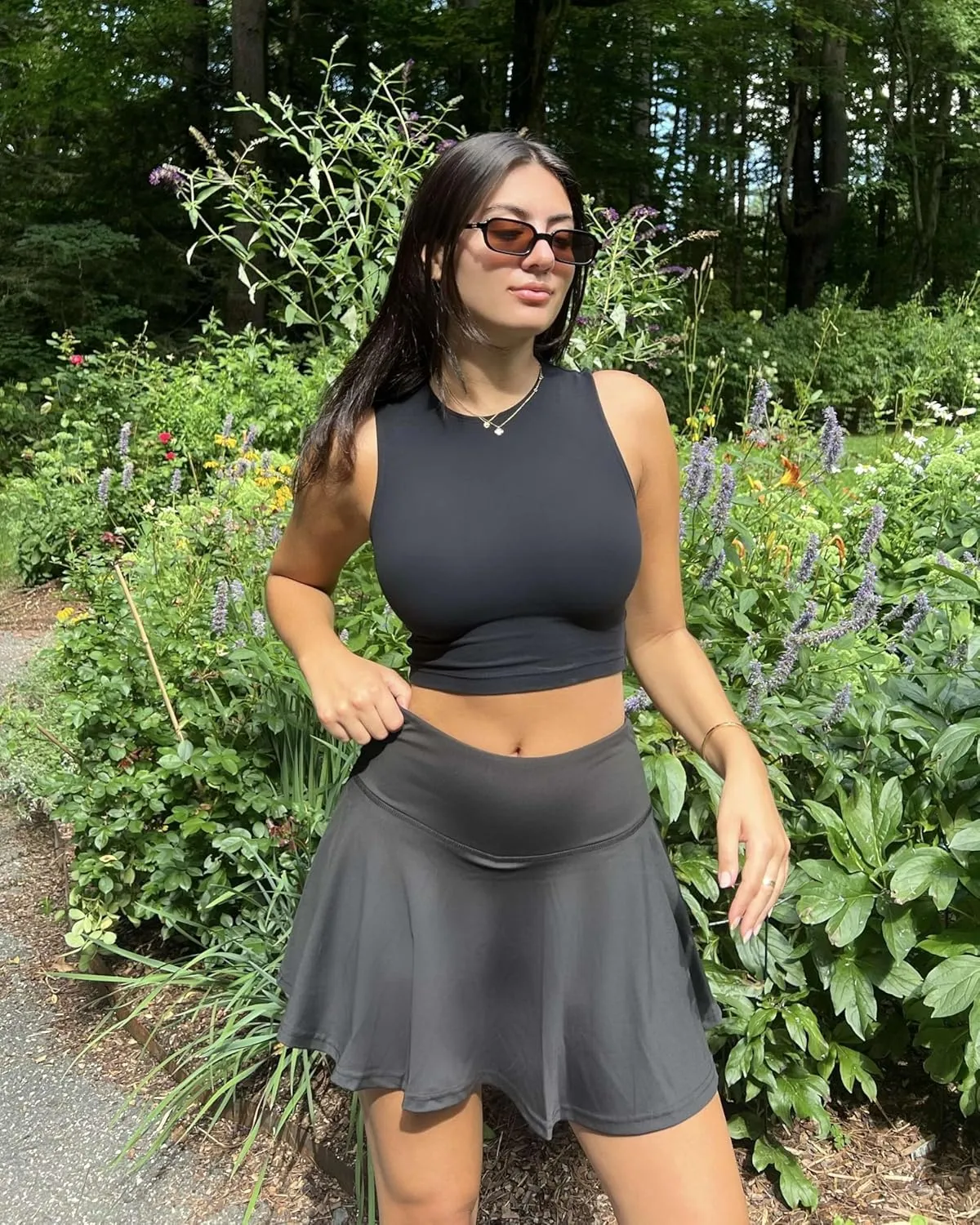 Real Essentials 4 Pack: Women's High Waisted Tennis Skirts Skater Skort Tummy Control Golf Shorts Pockets (Available in Plus)