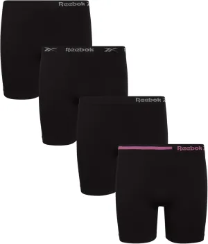 Reebok Girls' Boyshorts Underwear - 4 Pack Soft Seamless Long Leg Boy Shorts - Playground Shorts for Girls (6-16)