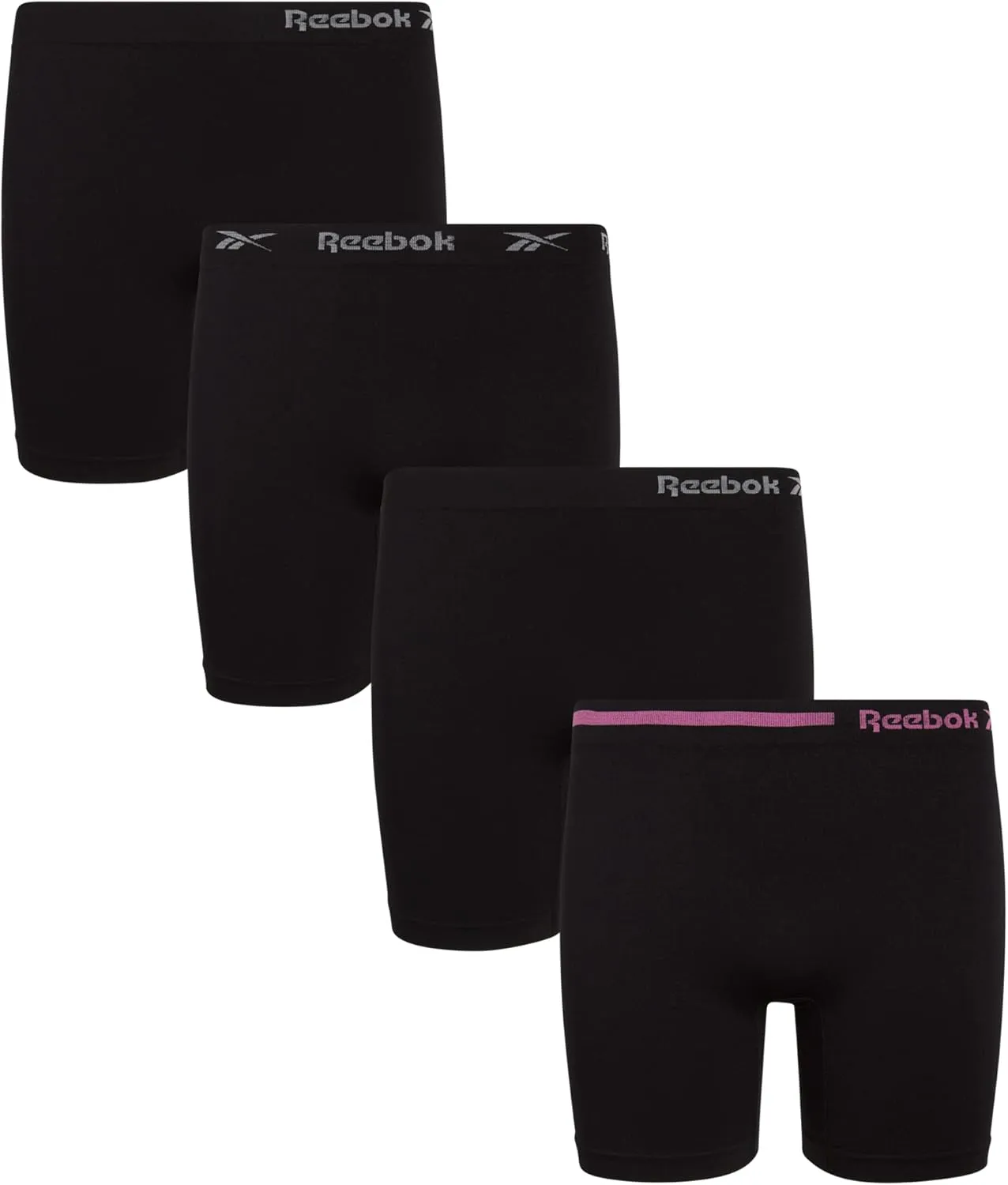 Reebok Girls' Boyshorts Underwear - 4 Pack Soft Seamless Long Leg Boy Shorts - Playground Shorts for Girls (6-16)