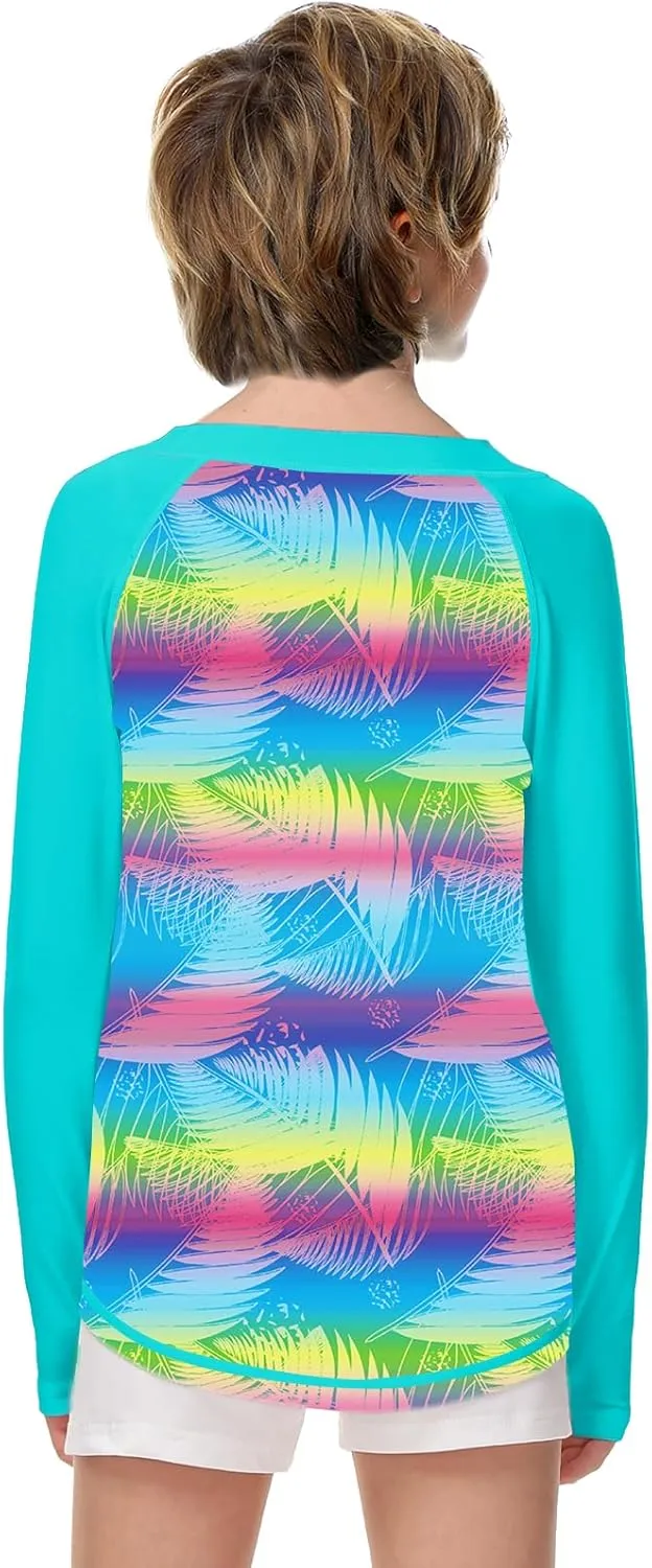 Remimi Unisex Kids Rash Guard Long Sleeve SPF 50  Tie Dye Sun Shirt 3-12 Years