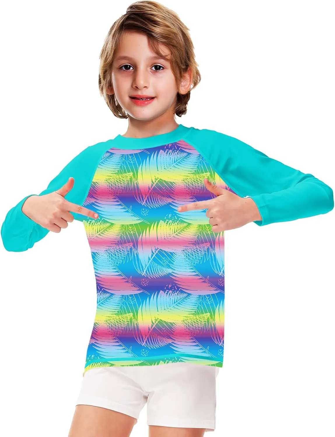 Remimi Unisex Kids Rash Guard Long Sleeve SPF 50  Tie Dye Sun Shirt 3-12 Years