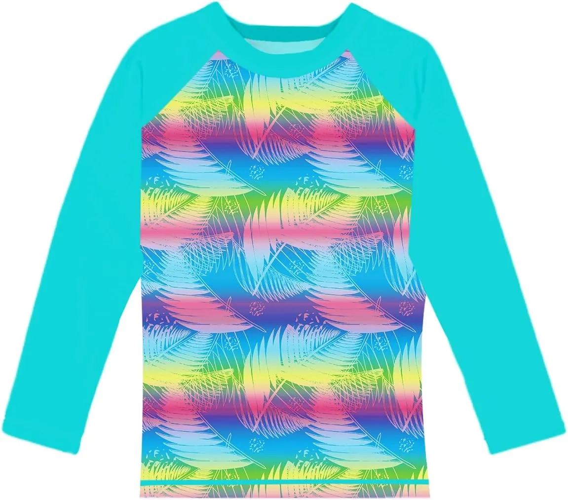 Remimi Unisex Kids Rash Guard Long Sleeve SPF 50  Tie Dye Sun Shirt 3-12 Years