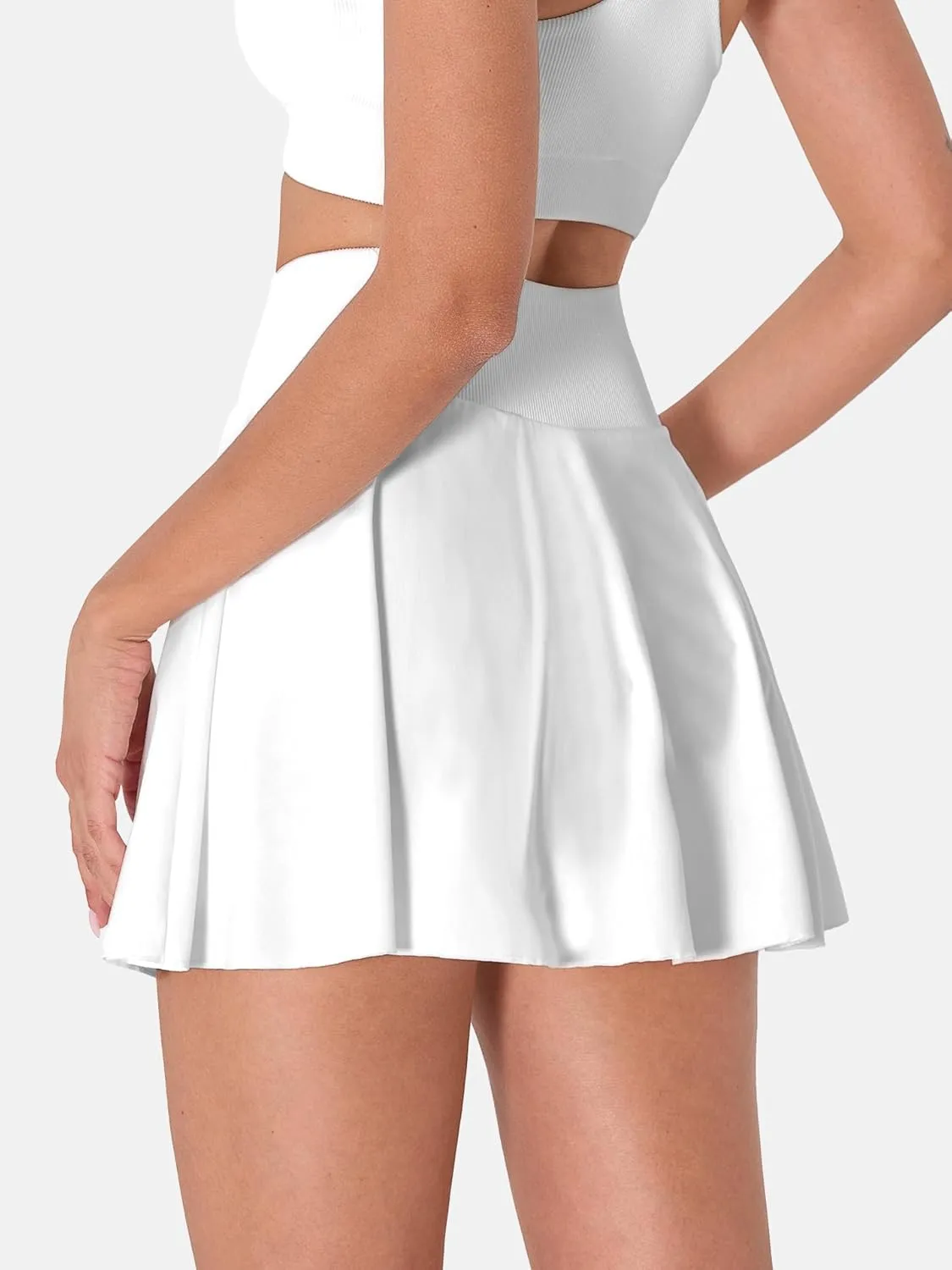 RIOJOY Womens High Waisted Tennis Skirt with Pockets Pleated Athletic Skirt with Shorts Workout Golf Skorts