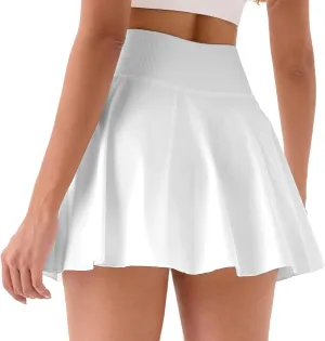 RIOJOY Womens High Waisted Tennis Skirt with Pockets Pleated Athletic Skirt with Shorts Workout Golf Skorts