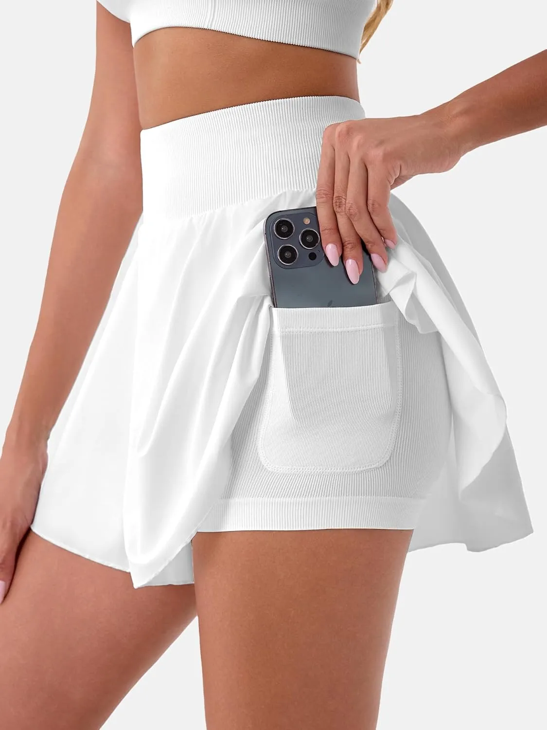 RIOJOY Womens High Waisted Tennis Skirt with Pockets Pleated Athletic Skirt with Shorts Workout Golf Skorts