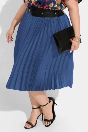 RITERA Plus Size Pleated Skirts for Women A Line Skirt High Elasitc Midi Swing Skirts
