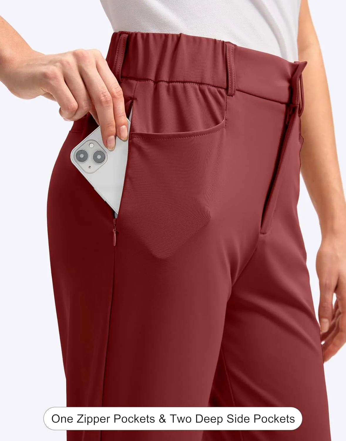 SANTINY Women's Golf Pants with 5 Pockets High Waisted Quick Dry Stretch Pants for Women Travel Work Casual