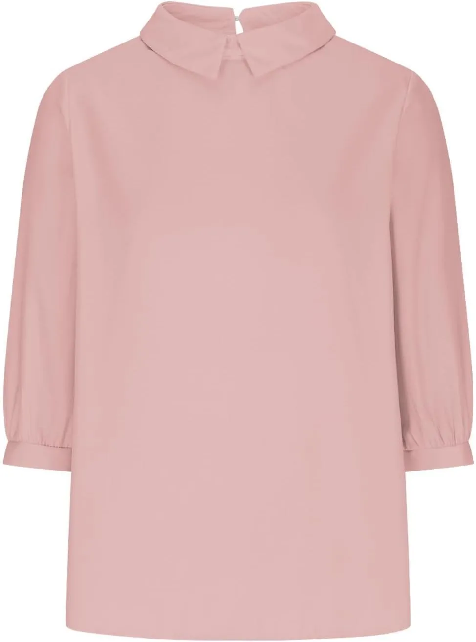 Shirts for Women Peter Pan Collar Neck 3/4 Sleeve Blouses Casual Loose Fit T Shirt Solid Color Plain Petite Tops
