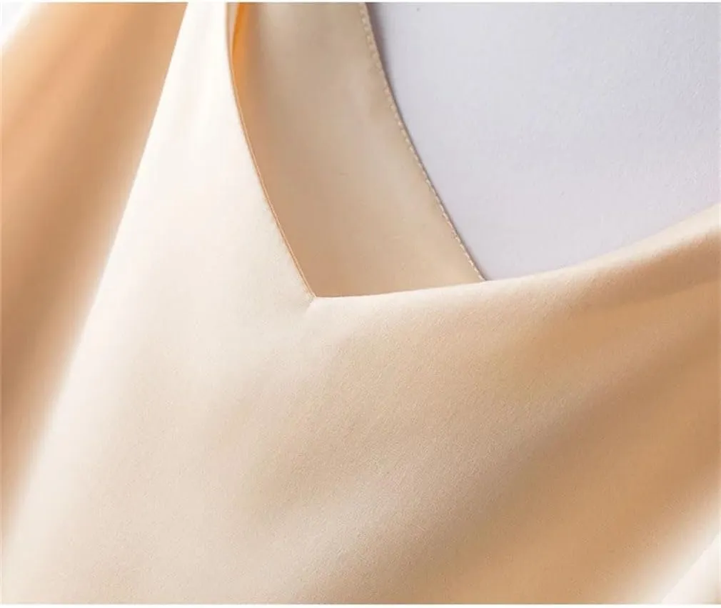 Silk Spaghetti Strap Tops for Women Summer Ice Silk Camisole Satin Crop Tops