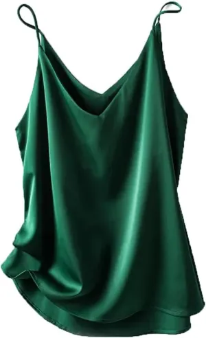 Silk Spaghetti Strap Tops for Women Summer Ice Silk Camisole Satin Crop Tops