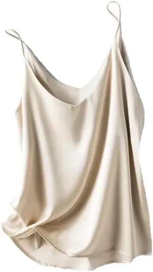 Silk Spaghetti Strap Tops for Women Summer Ice Silk Camisole Satin Crop Tops