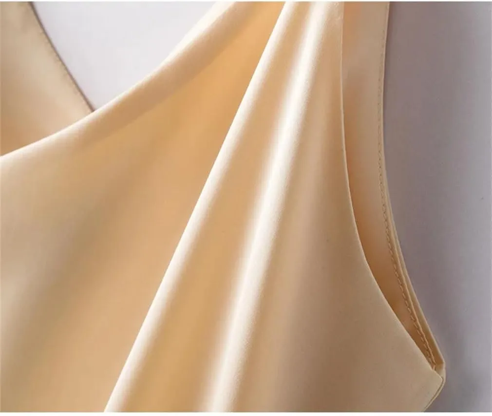 Silk Spaghetti Strap Tops for Women Summer Ice Silk Camisole Satin Crop Tops