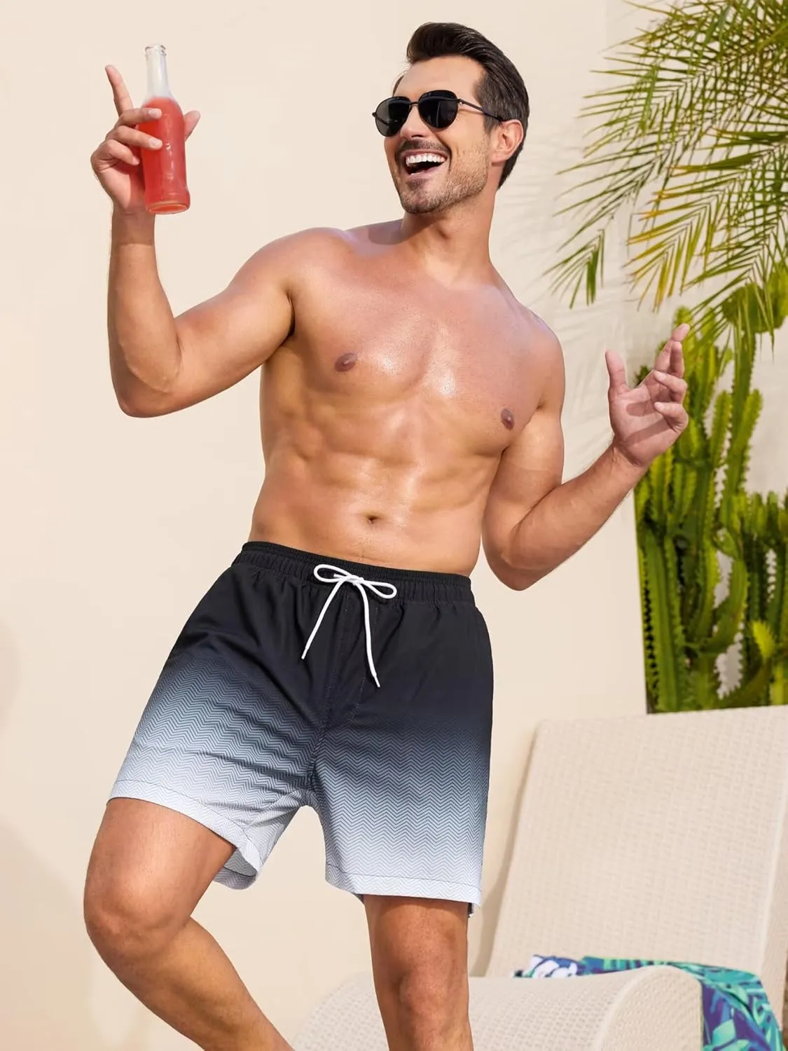 SILKWORLD Men's Swim Trunks Quick Dry Bathing Suits 6 Inch Swimming Shorts with Compression Liner and Zipper Pockets