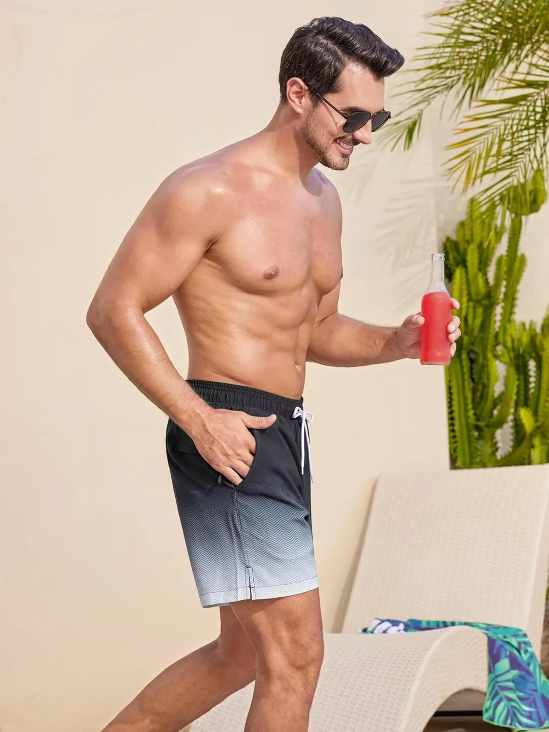 SILKWORLD Men's Swim Trunks Quick Dry Bathing Suits 6 Inch Swimming Shorts with Compression Liner and Zipper Pockets