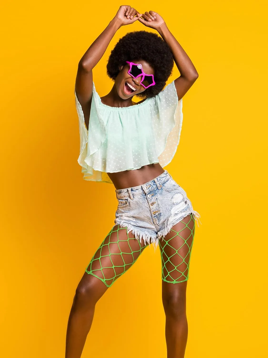 Sintege 6 Pairs Fishnet Biker Short Elastic Fishnet High Waisted Shorts See Through Sheer Mesh Leggings for Women