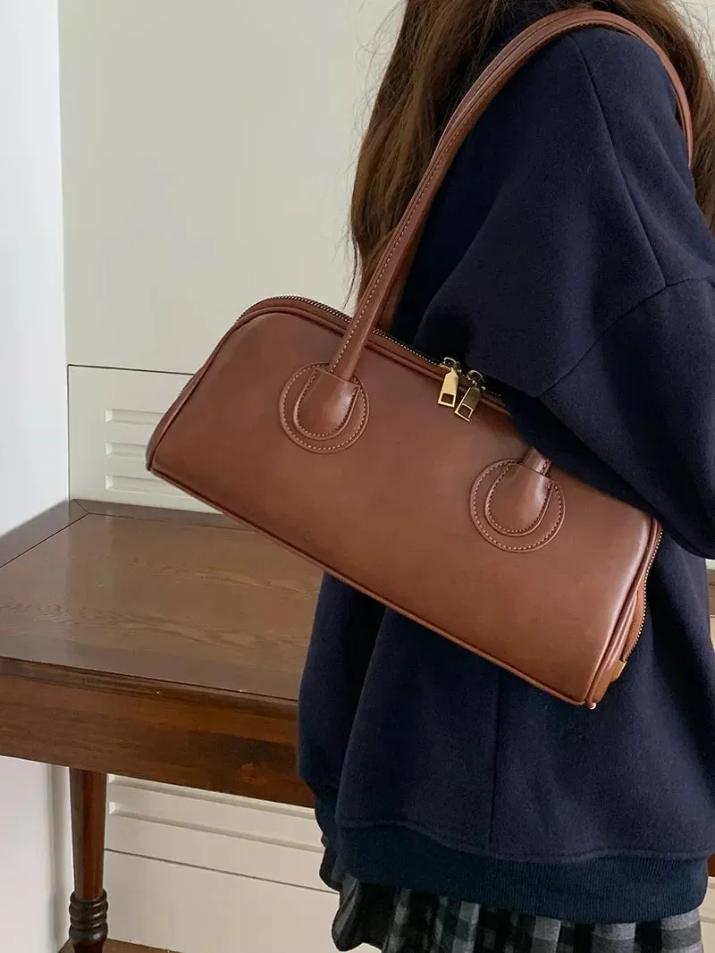 Sohiwoo New Y2k Underarm Bag Top-Handle Bags for Women Trendy Vintage Fashion Simple Solid Casual All Match All Match Shoulder Handbags