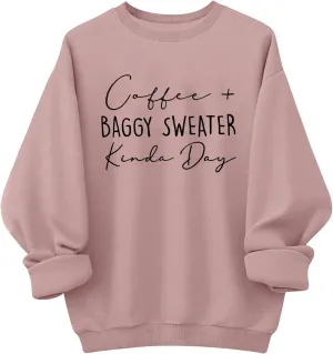 SOLY HUX Women's Plus Size Oversized Sweatshirt Letter Graphic Long Sleeve Crewneck Baggy Pullover Shirts