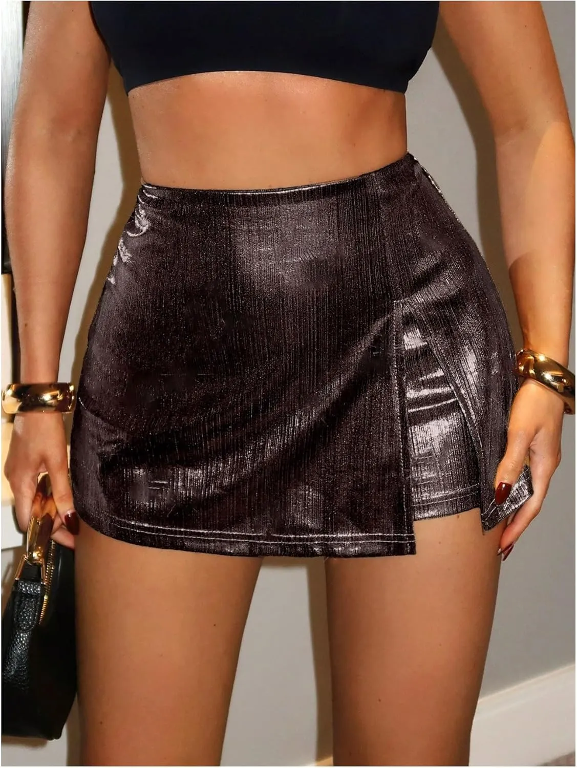 SOLY HUX Women's Y2k Sparkle Mini Shorts High Waisted Bodycon Skorts Party Festival Outfits