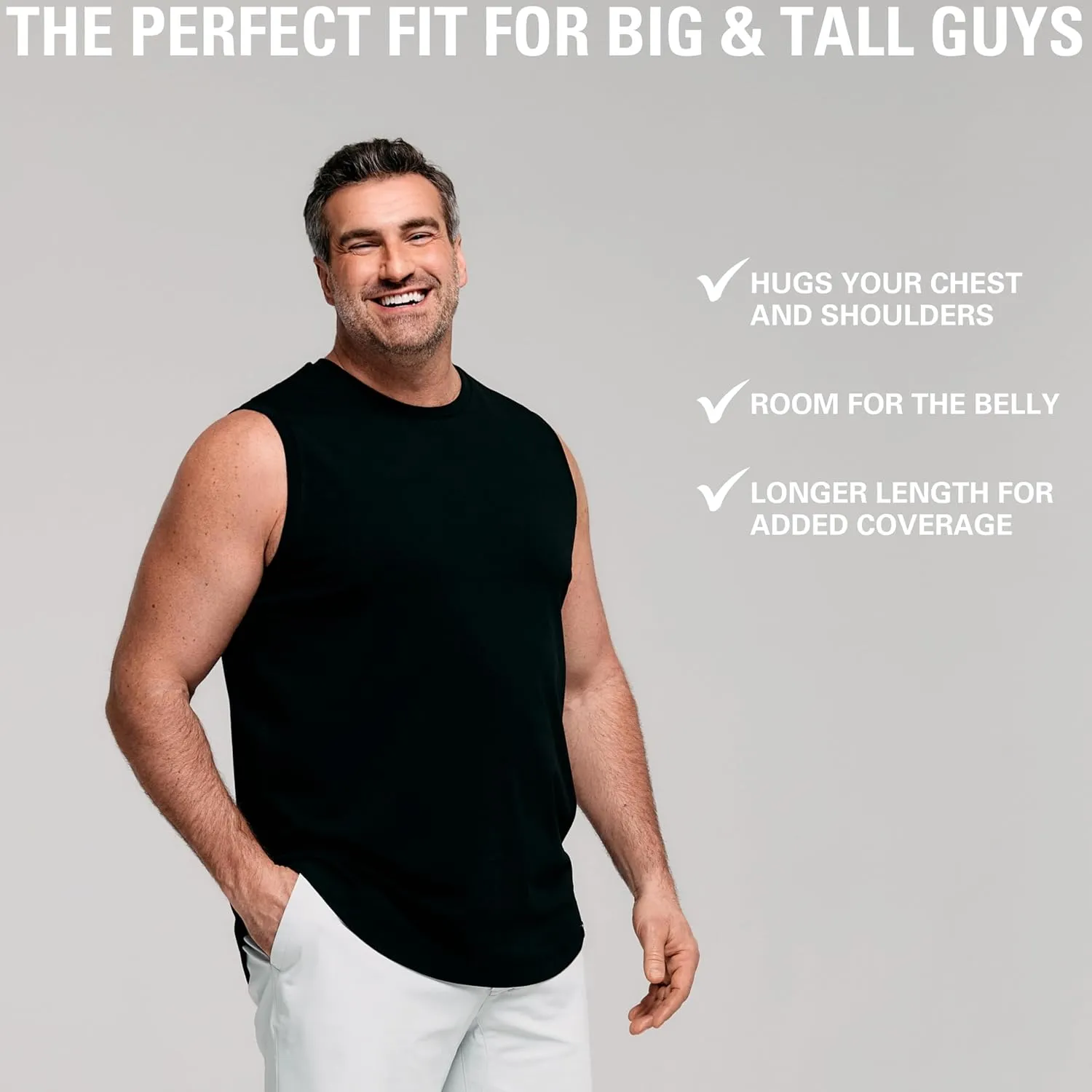 STRONGSIZE Big and Tall Mens Muscle Tank Tops  Sleeveless Muscle Shirts for Men  Longer Length, Premium Stretch Cotton