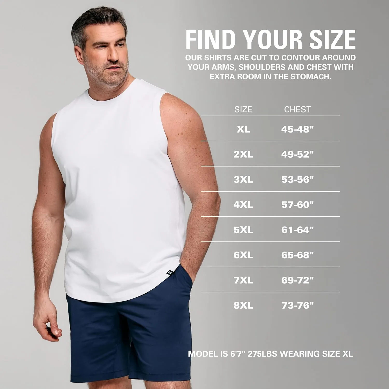 STRONGSIZE Big and Tall Mens Muscle Tank Tops  Sleeveless Muscle Shirts for Men  Longer Length, Premium Stretch Cotton