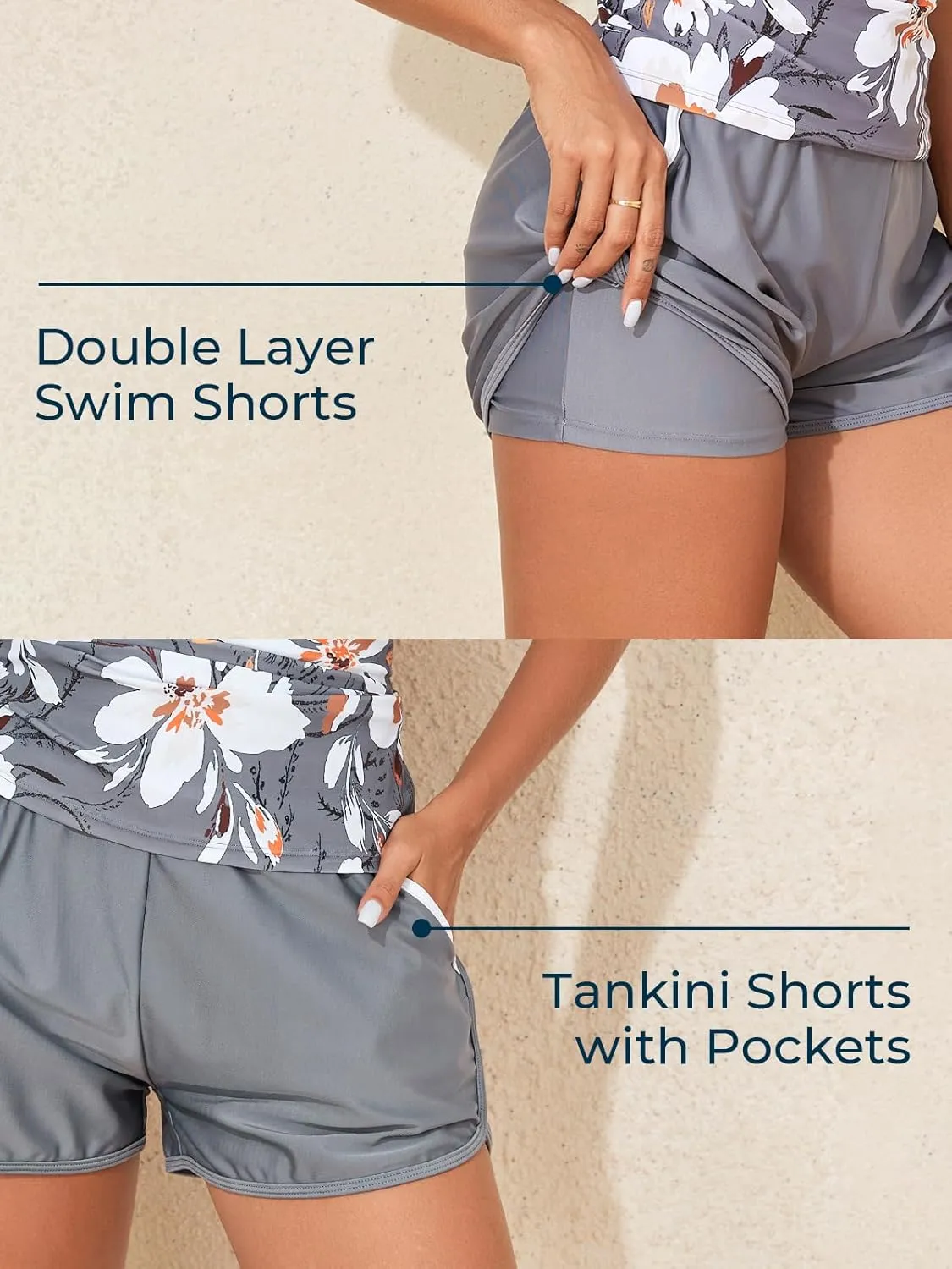 Summer Mae Modest Tankini Swimsuits for Women 2025 Two Piece Bathing Suits with Sporty Pockets Boy Shorts for Tummy Control
