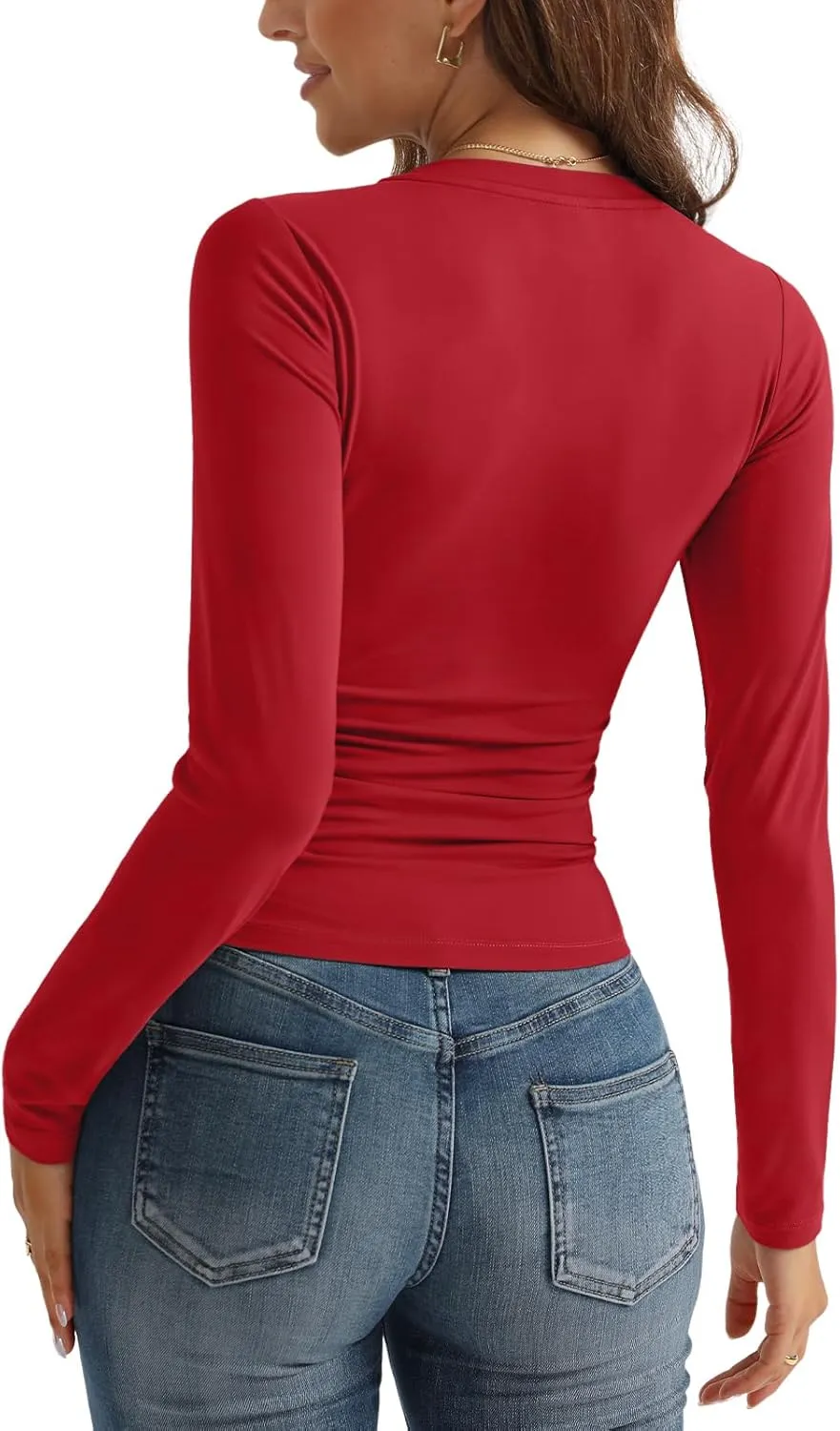 SUNBS Womens 3 Pack Long Sleeve Shirts V Neck Going Out Slim Fit Causal Crop Layering Tops 2025 Fall Fashion Clothes