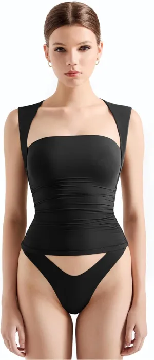 SUUKSESS Womens Square Neck Going Out Tank Tops Double Lined Summer Sleeveless Business Casual Shirt