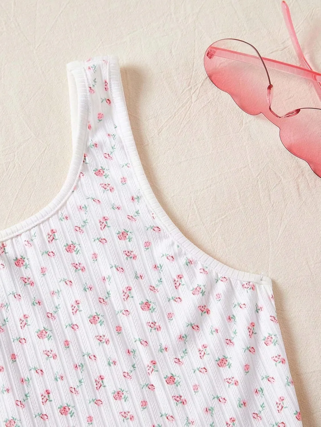 SweatyRocks Women's Casual Summer Floral Print Sleeveless Stretch Crop Tank Top