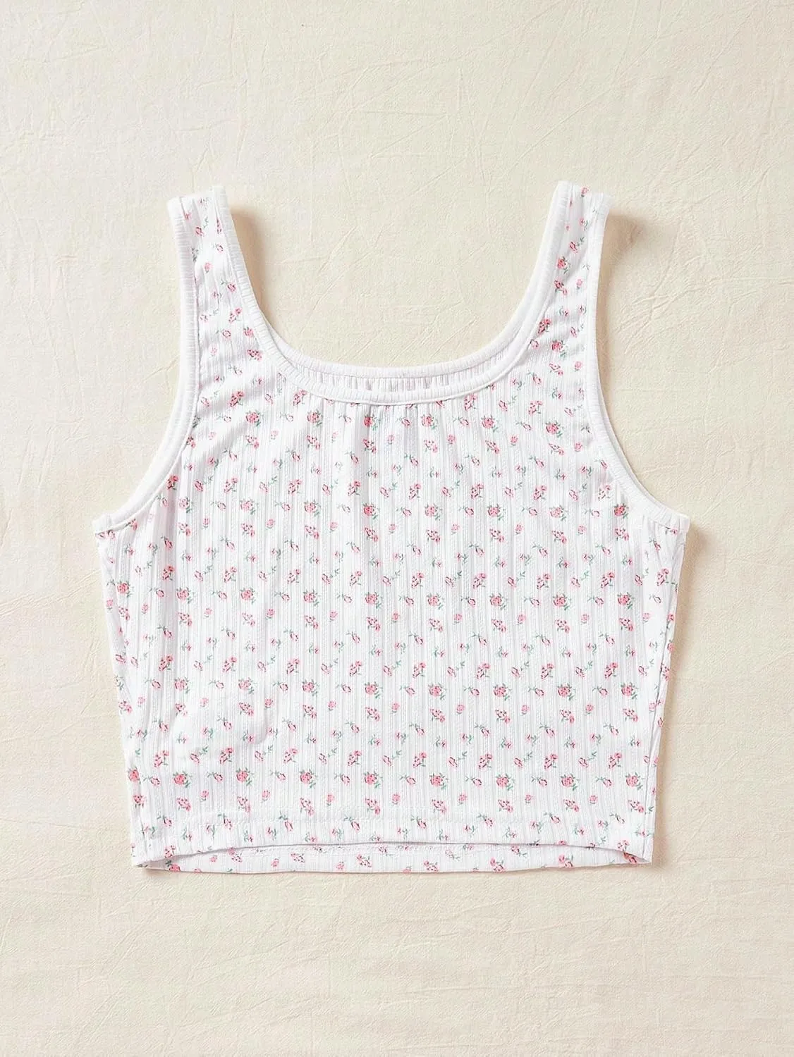 SweatyRocks Women's Casual Summer Floral Print Sleeveless Stretch Crop Tank Top