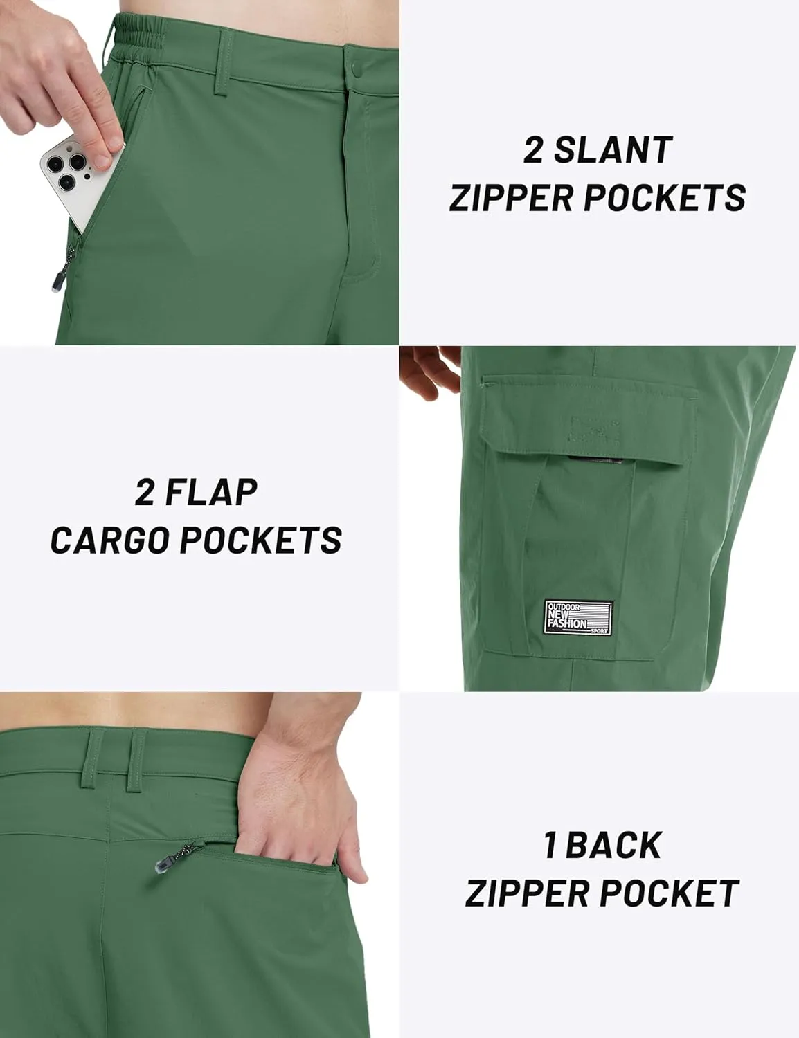 TACVASEN Men's Capri Pants Cargo Long Shorts Quick Dry Lightweight 3/4 Pants Below Knee Summer Hiking Work