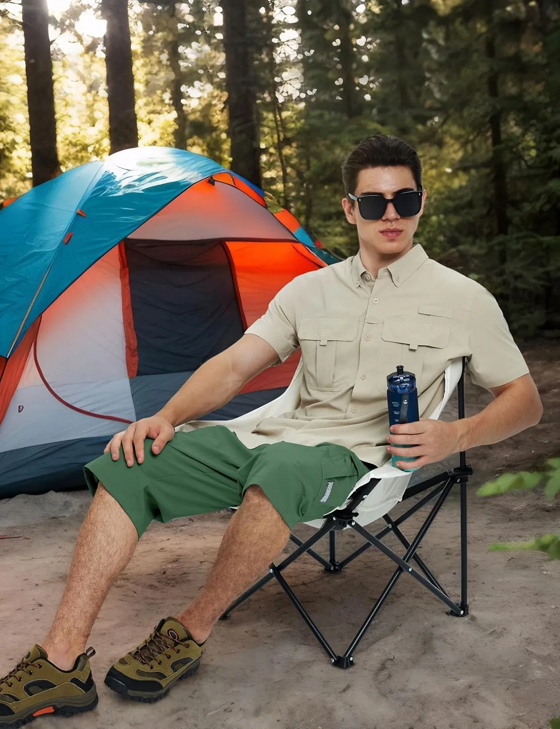 TACVASEN Men's Capri Pants Cargo Long Shorts Quick Dry Lightweight 3/4 Pants Below Knee Summer Hiking Work