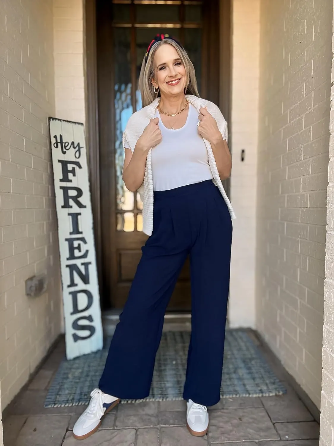 TARSE Women's Wide Leg Dress Pants Work Business Casual High Elastic Waisted Flowy Trousers Palazzo Pants with Pockets