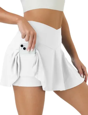 Tennis Skirt for Women High Waisted Golf Skirts with Pockets Shorts Crossover Athletic Pleated Skorts