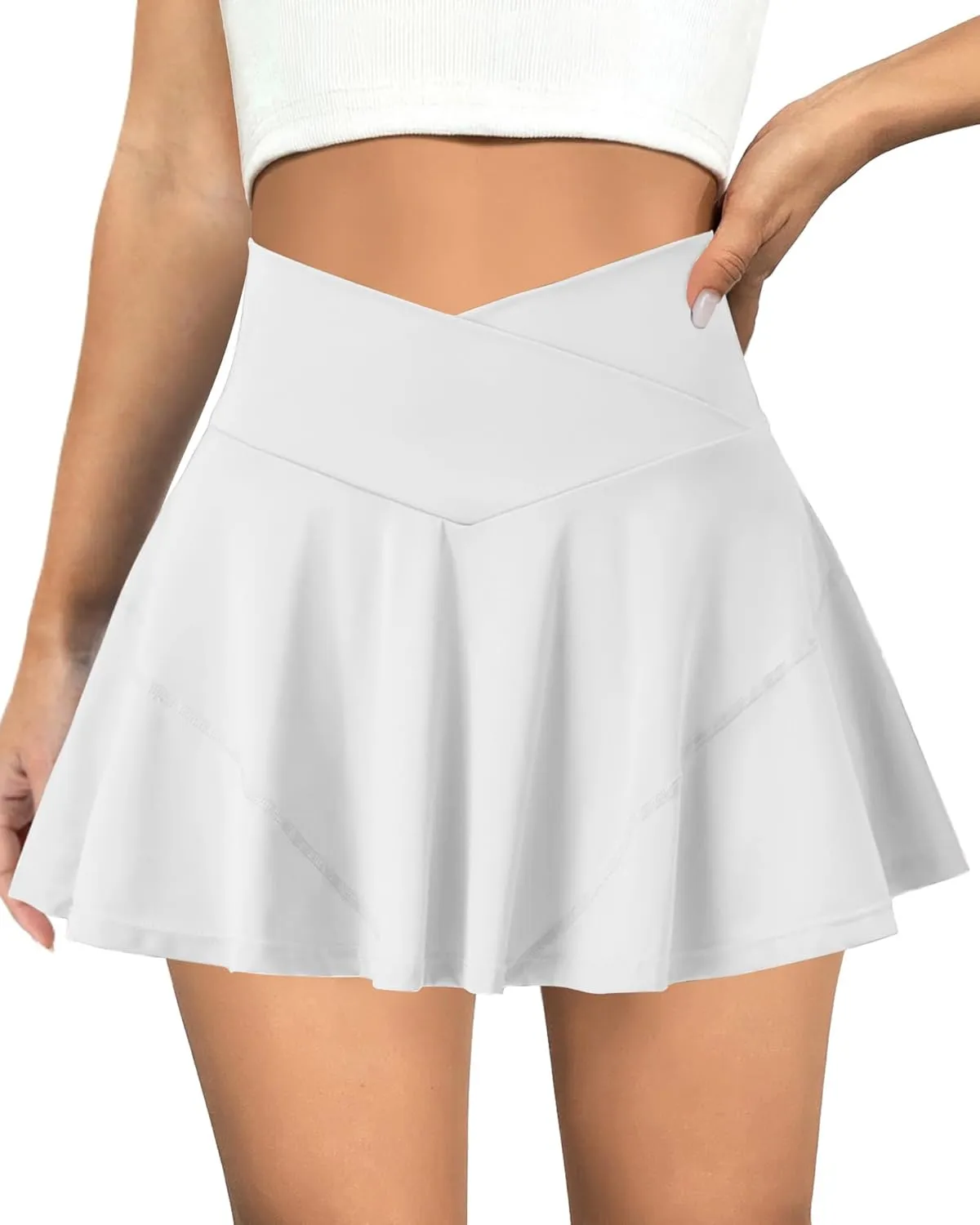 Tennis Skirt for Women High Waisted Golf Skirts with Pockets Shorts Crossover Athletic Pleated Skorts