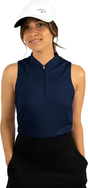 Three Sixty Six Womens Sleeveless Collarless Golf Polo Shirt with Zipper - Quick Dry Tank Tops for Women