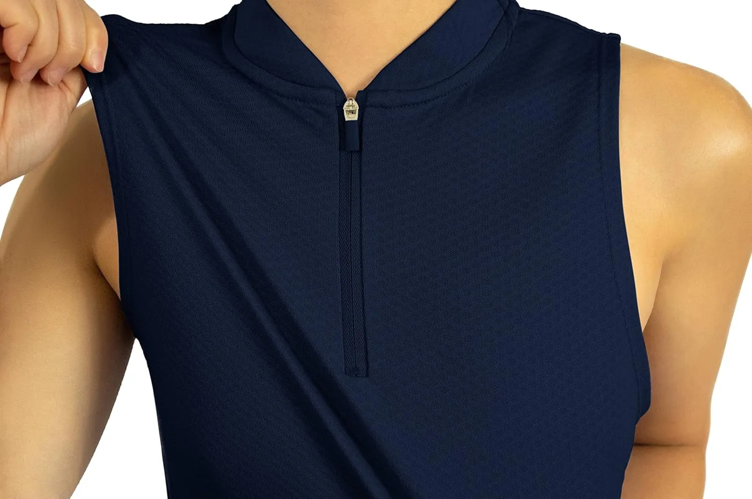 Three Sixty Six Womens Sleeveless Collarless Golf Polo Shirt with Zipper - Quick Dry Tank Tops for Women