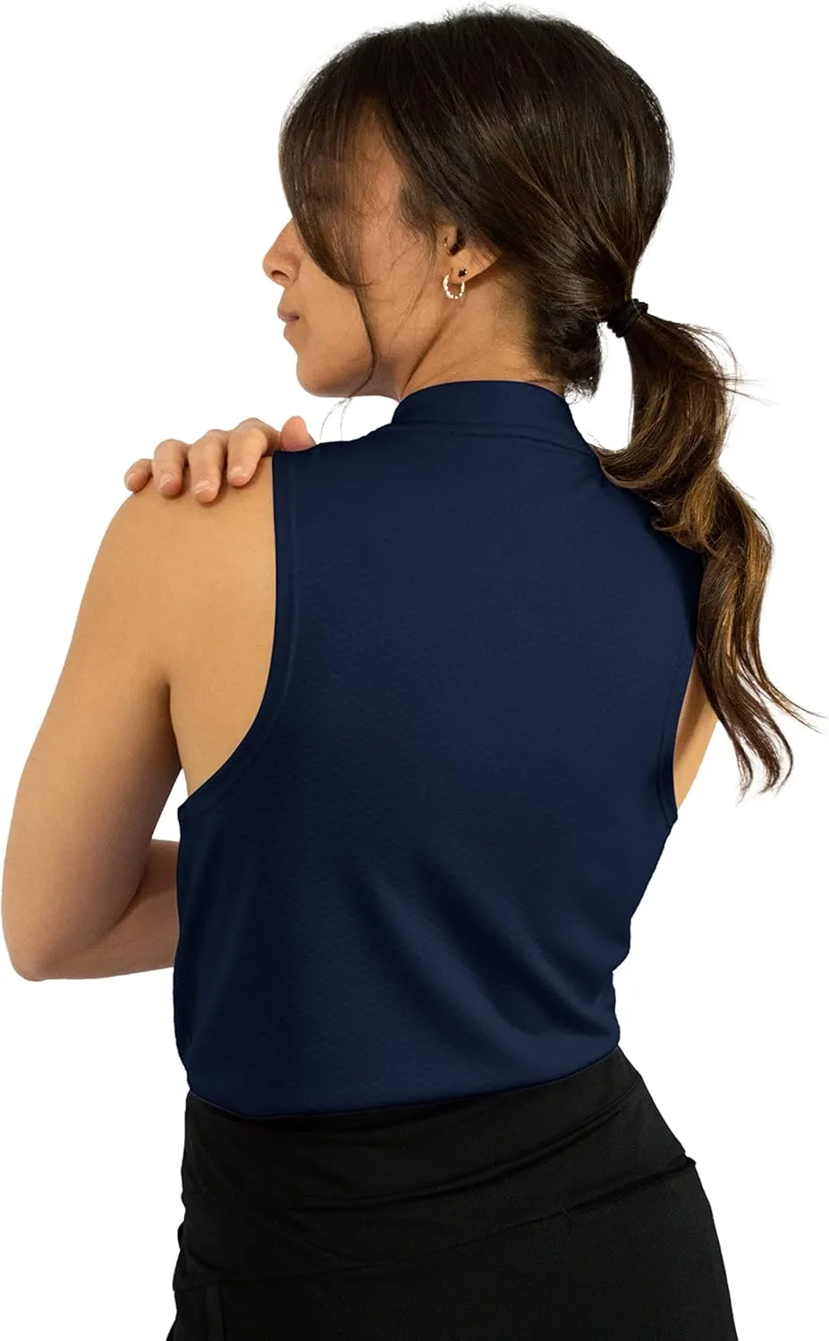 Three Sixty Six Womens Sleeveless Collarless Golf Polo Shirt with Zipper - Quick Dry Tank Tops for Women