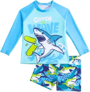 Toddler Swimsuit Boy 2-Piece Dinosaur Bathing Suit with Rash Guard Cute Toddler Boy Swimsuit Dinosaur
