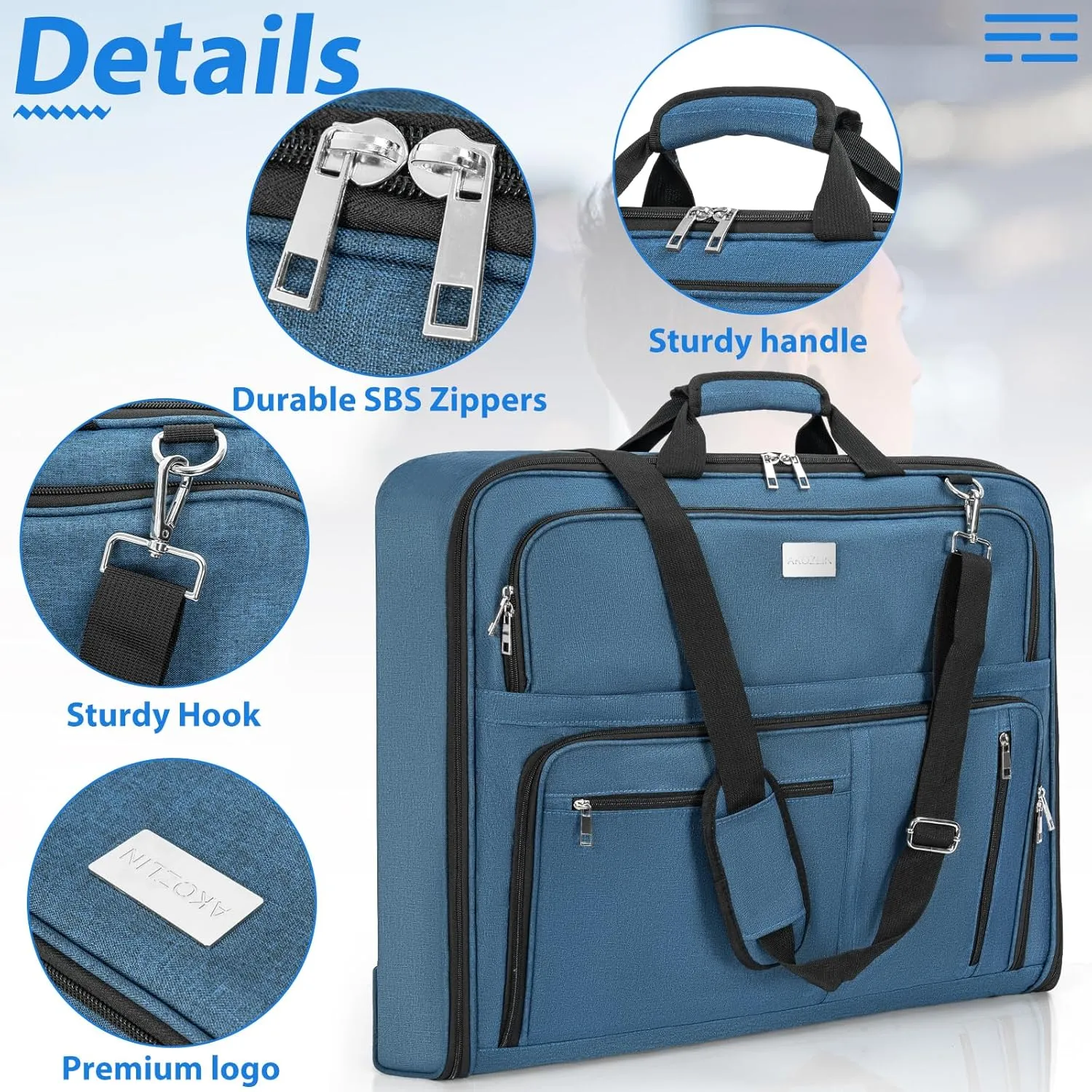 Travel Luggage Garment Bag Foldable Hanging Suit Bag with Shoulder Strap For Men Women Business
