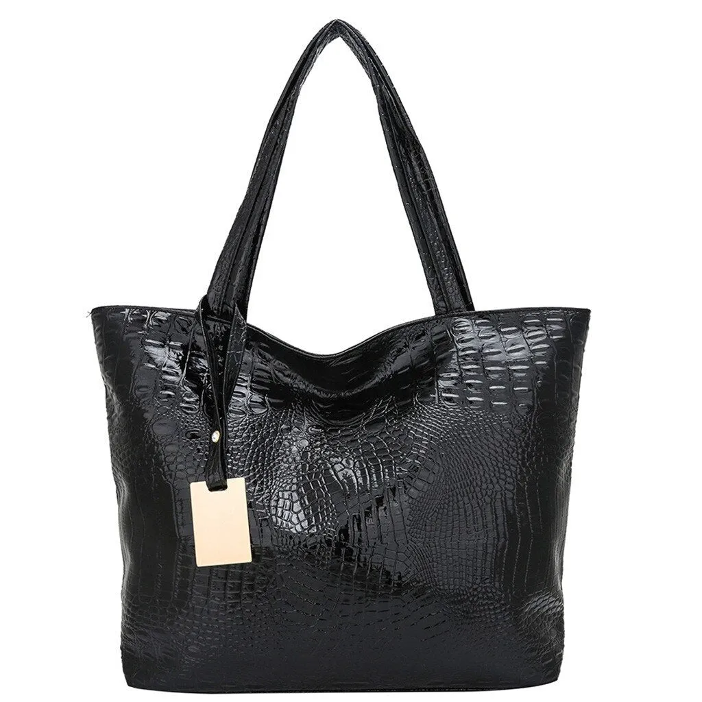 Trendy Casual Ladies' Large Capacity Alligator Shoulder Bags