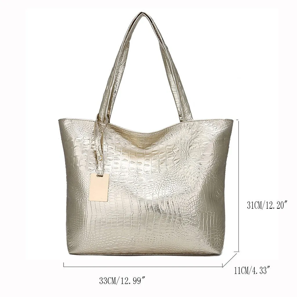 Trendy Casual Ladies' Large Capacity Alligator Shoulder Bags