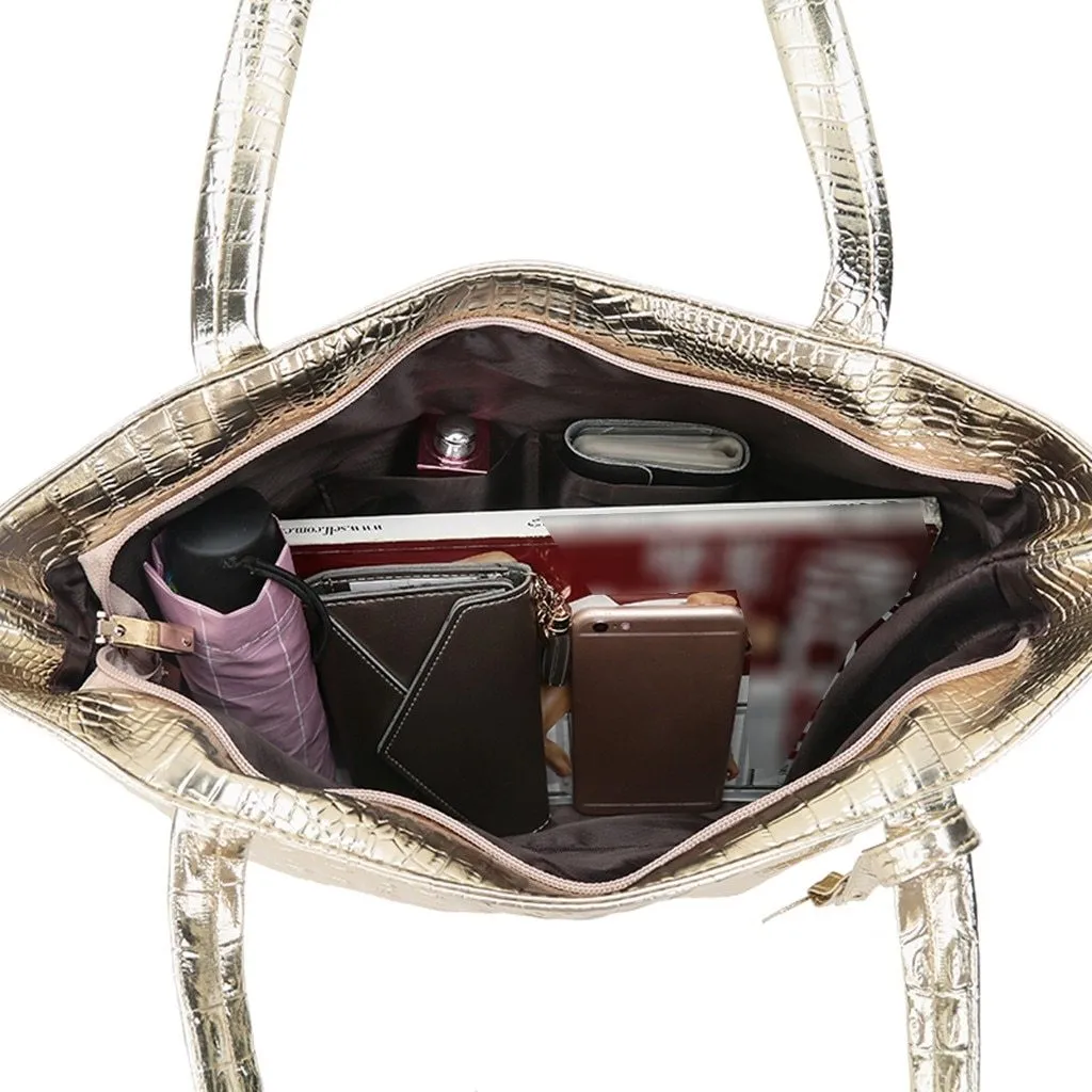 Trendy Casual Ladies' Large Capacity Alligator Shoulder Bags