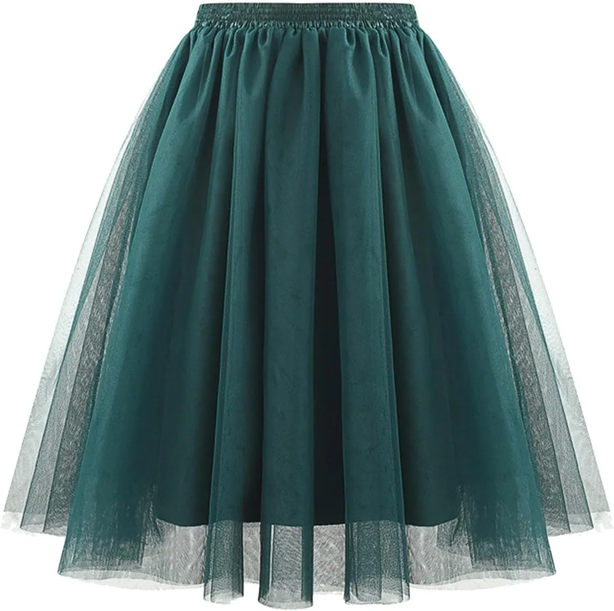 Tulle Skirts for Women Midi A Line Skirt Layered Skorts Elastic High Waisted Tutu Skirt for Prom Party