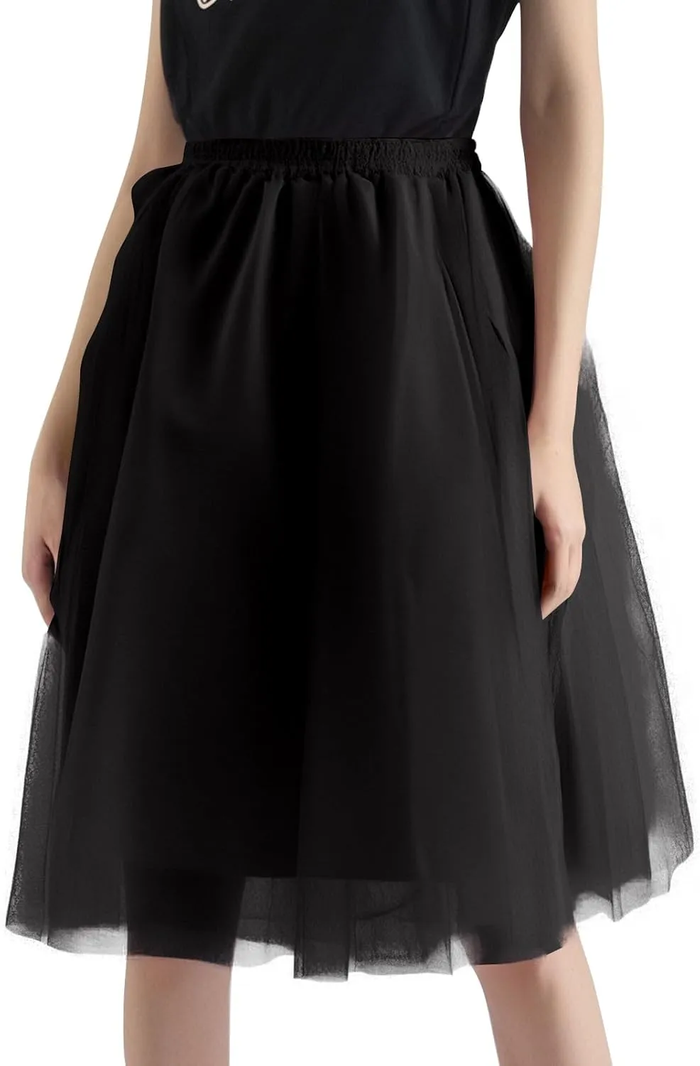 Tulle Skirts for Women Midi Layered A Line Skirt Skorts Elastic High Waisted Tutu Skirt for Prom Party