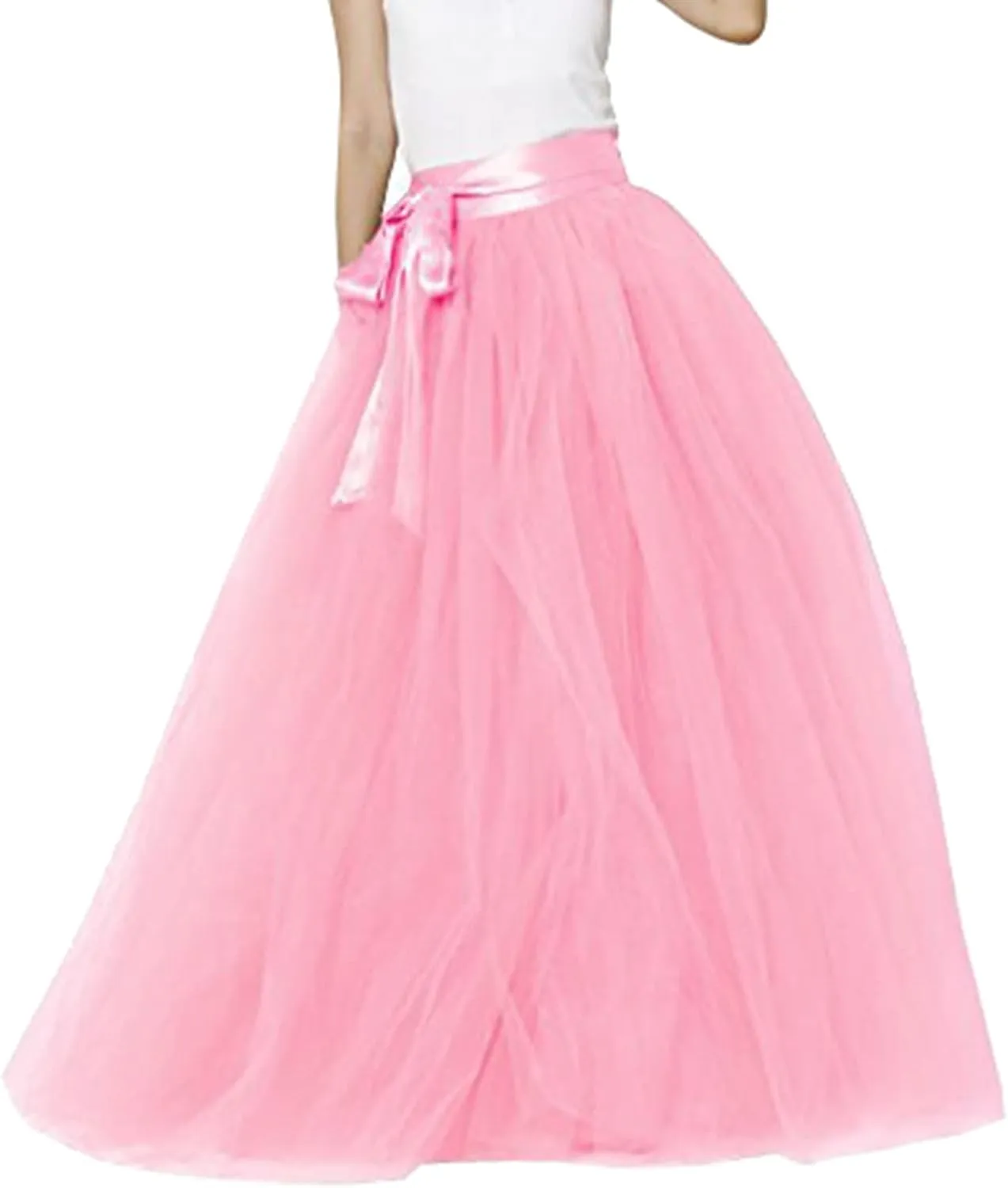 Tulle Tutu Skirt for Women Womens Long Tutu Skirts Pleated Princess Midi Skirts Adult Tutu Dancing Light Skirt