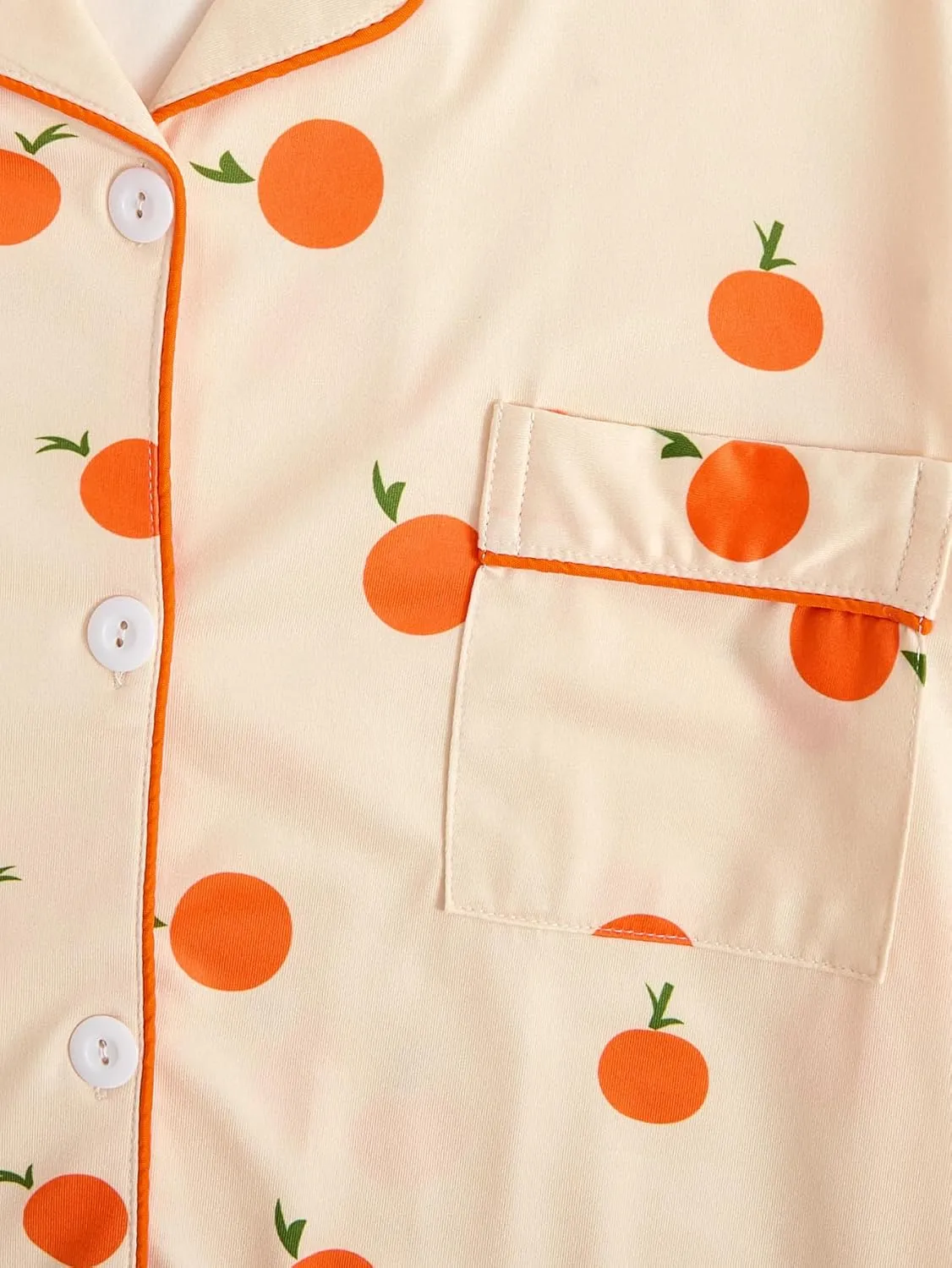 Verdusa Women's 2 Piece Pajama Sets Cute Printed Pj Set Button Up Shirts with Shorts Lounge Sleepwear