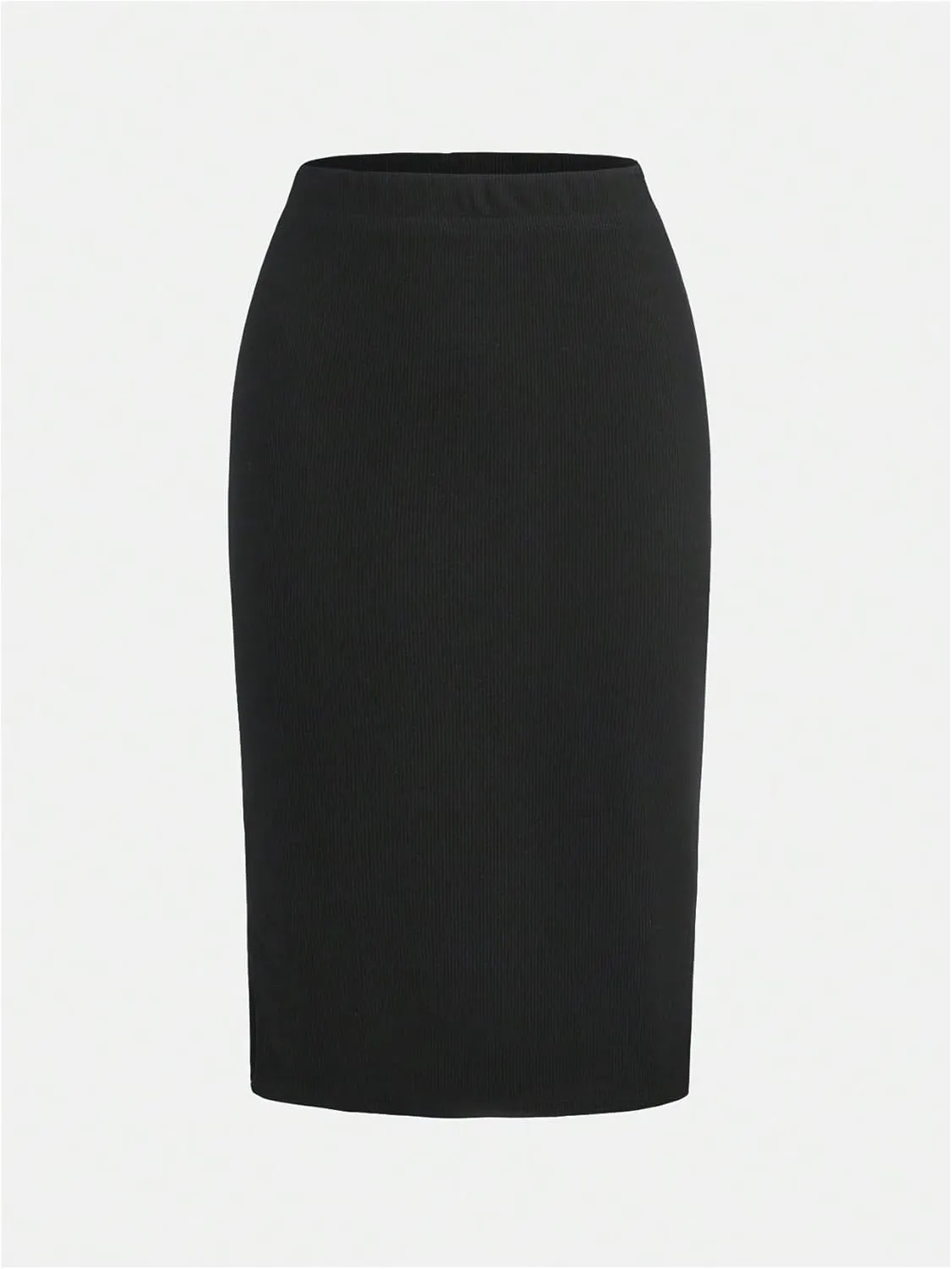 Verdusa Women's Plus Size 2 Pack Striped Slit Midi Skirts High Waist Pencil Skirt