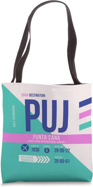 Vintage Punta Cana PUJ Airport Code Retro Travel Day DR Tote Bag