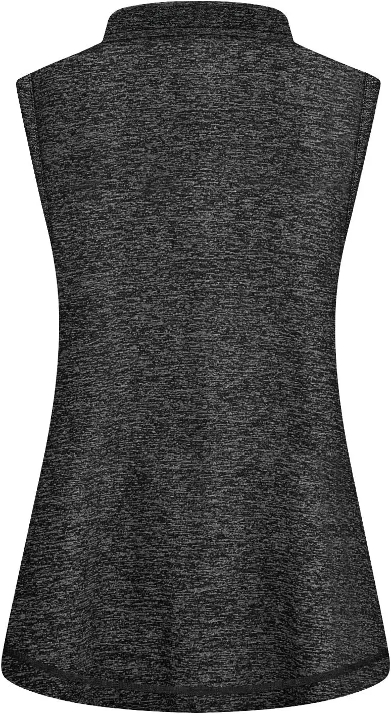 Viracy Women's Zip Up Golf Workout Tank Tops Sleeveless Quick Dry Athletic Polo Shirts